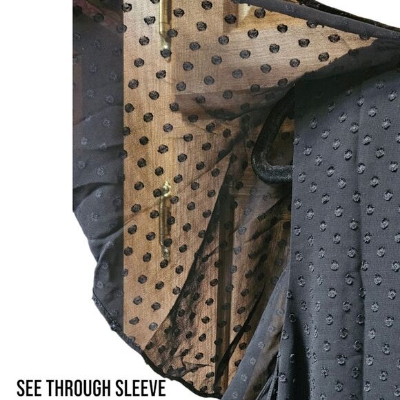 ISAACMIZRAHI LIVE! Plus, Size Black Flutter Clip Dot Ruffle Short Sleeve Top - Picture 8 of 13